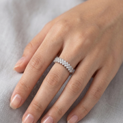 925 Sterling Silver Floral Cluster Zircon Ring for Women